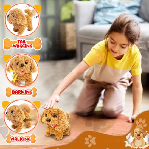 Image of Wembley Cute Plush Puppy Toy| Soft & Interactive Battery Operated Toy| Walking, Barking & Jumping Pup for Kids| Tail Wagging Cute Realistic Pet| Birthday Gift for Babies (Brown)