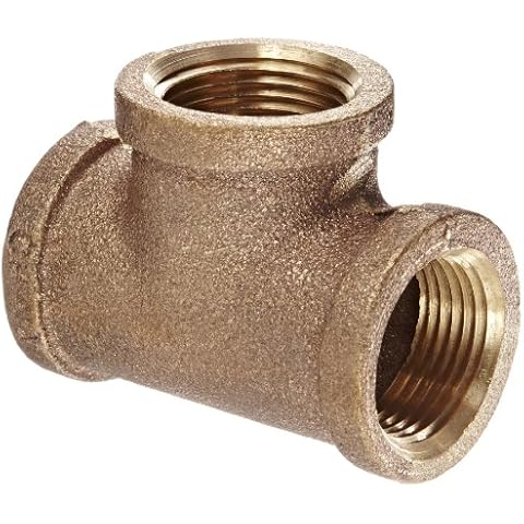 Anderson Metals 38101 Red Brass Pipe Fitting, Tee, 3/4" x 3/4" x 3/4" Female Pipe Cover