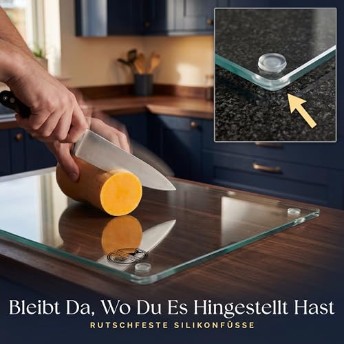 Deer & Oak Glas-Schneidebrett 40x30 cm, hitzebeständiges Hartglas – Ansicht 6