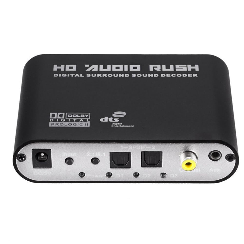 Digital zu Analog 5.1 Audio Decoder Verstärker + Glasfaserkabel SPDIF Koaxial zu AC3 Optischer Analog Converter für TV, Einfach zu Bedienen
