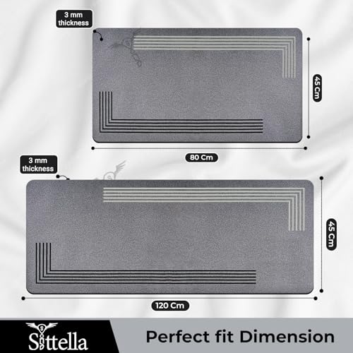 Image of SITTELLA 2 Pcs (45x80 l 45x120 cm) Mat Kitchen Floor Mats - Super Absorbent, Anti-Skid, Fast Drying & Washable Mats for Kitchen Sink, Counter & Platform Area