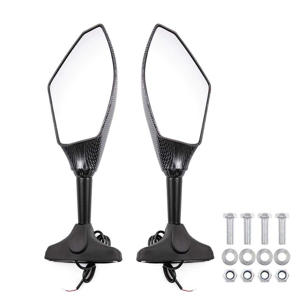 Moto Rétroviseur latéral avec clignotants LED Universel pour Cruiser Street Sport Bike (B)