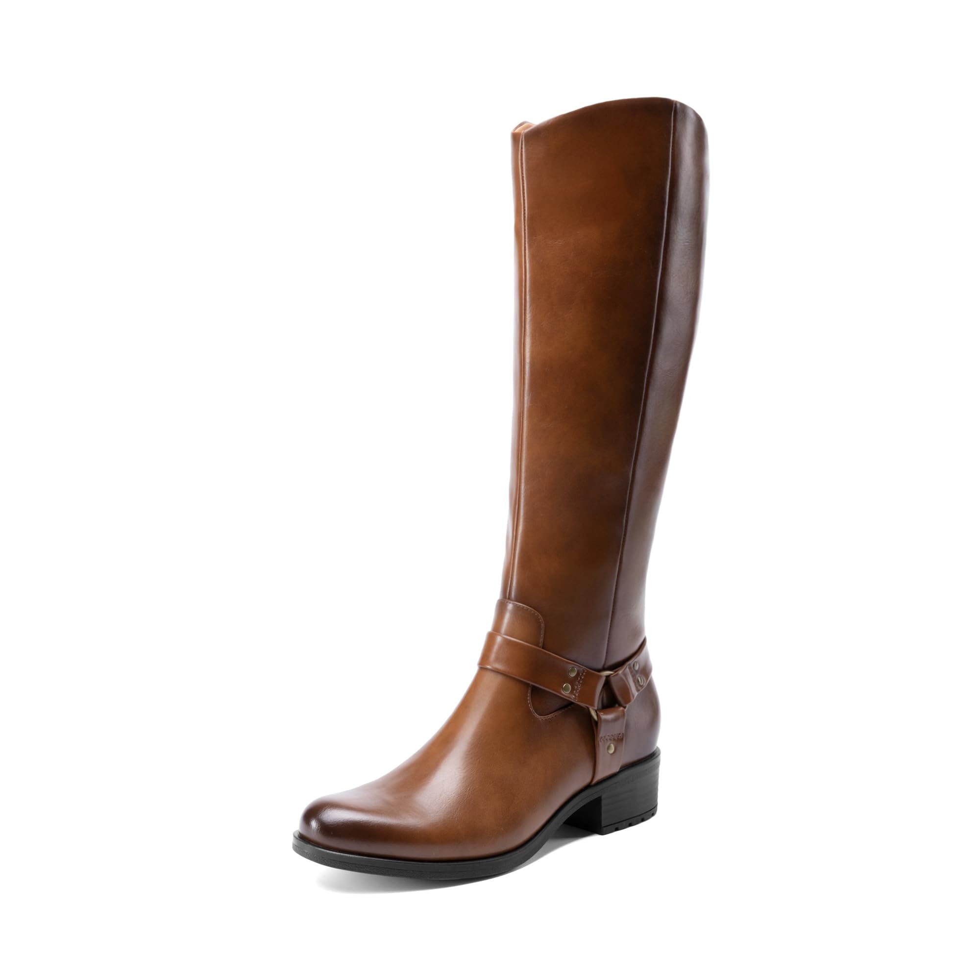 DREAM PAIRS Boots For Women Knee High Comfortable Pull On Side Zipper Buckle Riding Boots
