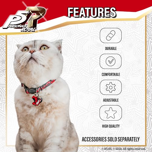 Image of Persona 5 Cat Collars for Girl Cats, Boy Cats, Small Kitten Collar with Bell (Removable) -Officially Licensed Anime Merch - Persona 5 Royal Phantom Thieves Breakaway Cat Collars for Persona 5 Cosplay