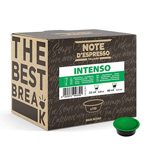 Note d'Espresso - Cápsulas de café para las cafeteras Lavazza y A Modo Mio, Intenso, 7 g (caja de 100 unidades)