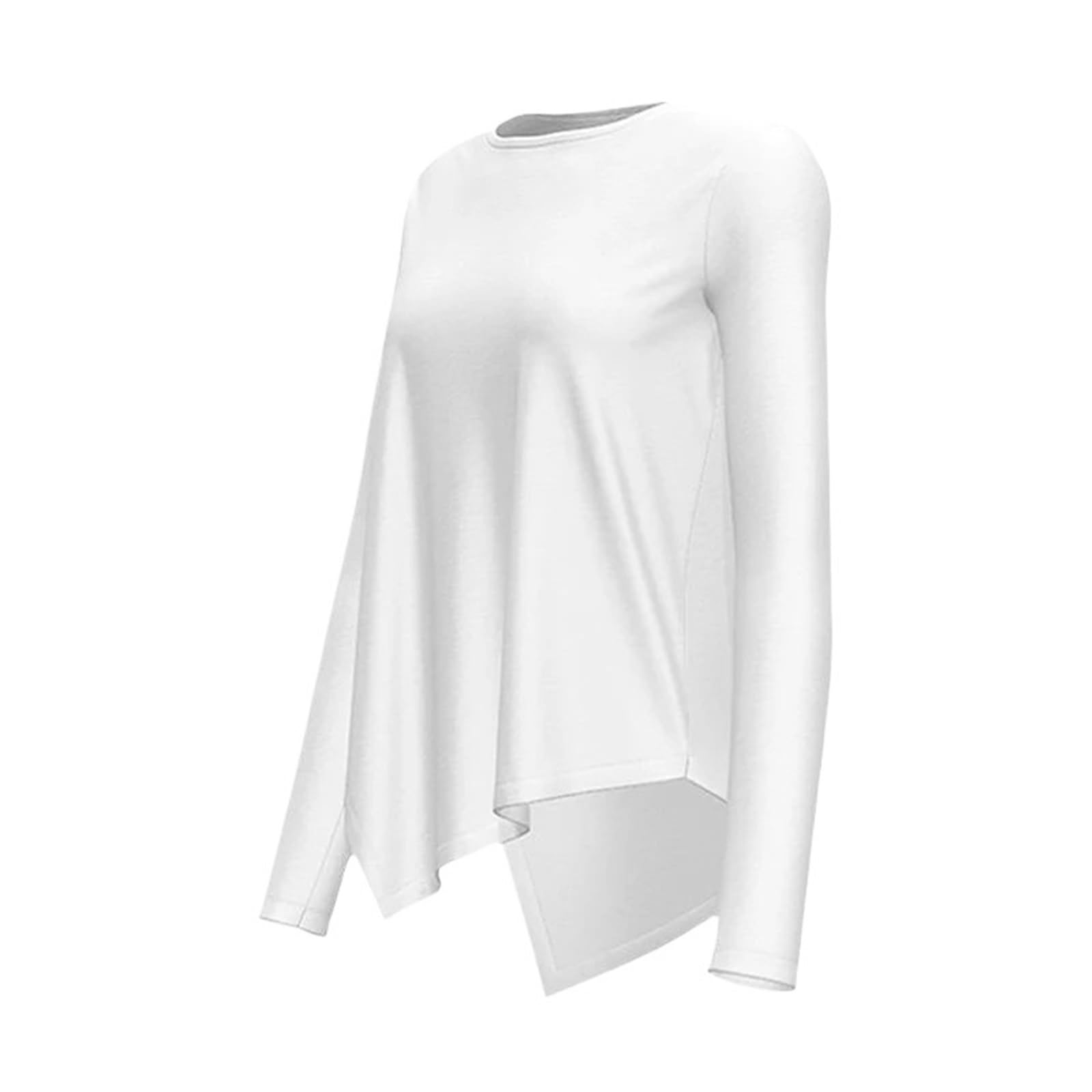 Maglietta lunga da yoga donna, girocollo, tinta unita, casual, sportiva, con protezione solare Per Donna