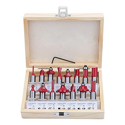 HSEAMALL 15 st 12,7 mm 1/2 tums skaft volframkarbid router bit set, TCT routerbits träbearbetning fräsverktyg för dörrar, bord, hyllor, skåp, gör-det-själv trä