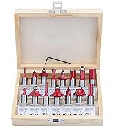 Lot De 15 Fraises De Défonceuse 6.35mm HSEAMALL - Carbure De Tungstène - Pour Bois Et Dérivés - Boîte Rangement Bois