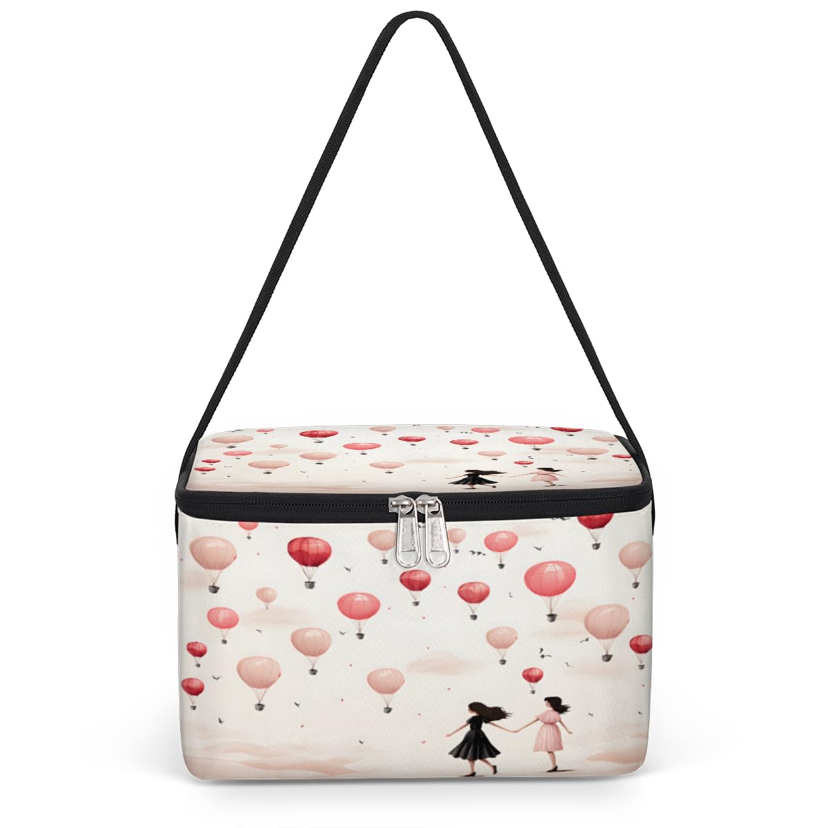 GzLeyigou Womens with Balloons Lunch Bags for Women Men 9 Cans, Hot & Cold Food Delivery Bag Insulated Grocery Bag Insulated Lunch Box Cooler Bag for Office Work Picnic Beach