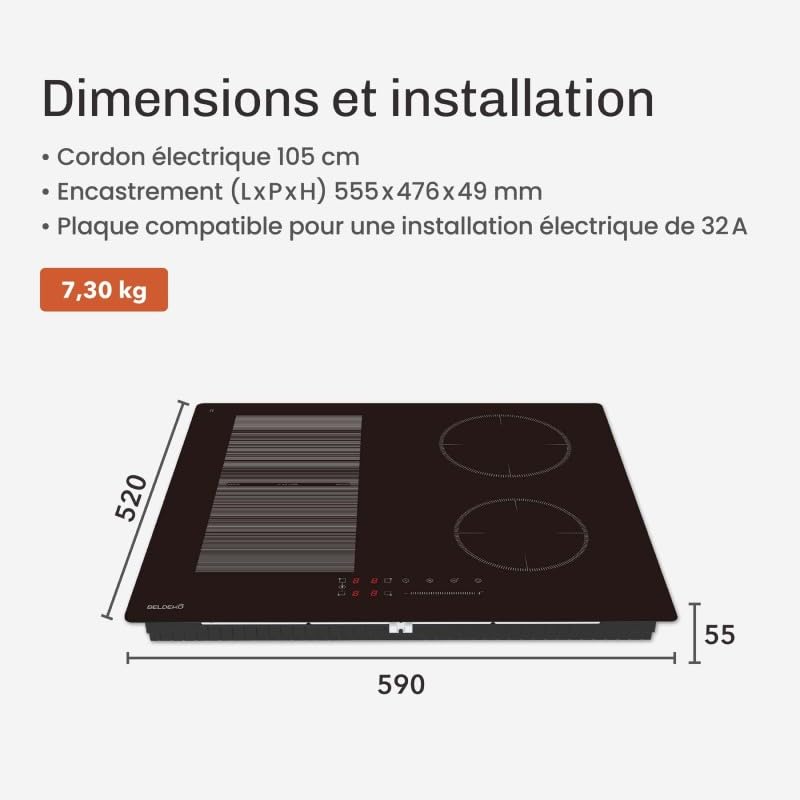 BELDEKO Plaque Induction 4 Feux Flex 7200W - Marque Française