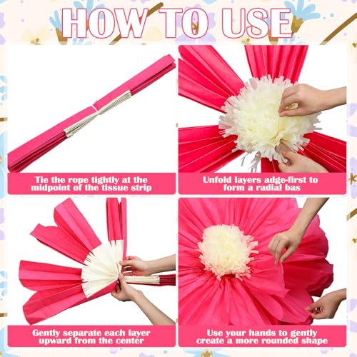 Image of Chunful 5 Pcs 30'' 24'' Gaint Mexican Fiesta Tissue Paper Flowers Decor Large Hanging Tissue Paper Pom Pom Decor for Mexican Fiesta Birthday Wedding Baby Shower Bridal Shower Latin Tropical Luau Party