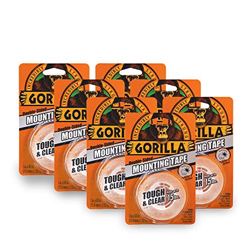 Image of Gorilla Tough & Clear; Double Sided Mounting Tape; Weatherproof; 1 inch x 60 inch; Clear; (Pack of 7)