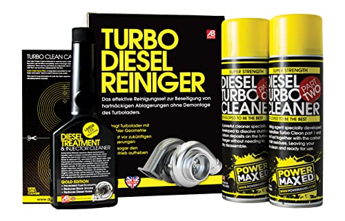 Power Maxed Turbo Diesel Reiniger – 3-in-1 Reinigungsset für VTG-Turbolader – Entfernt Ablagerungen & Ruß ohne Ausbau – Für Diesel-Fahrzeuge mit variabler Turbogeometrie