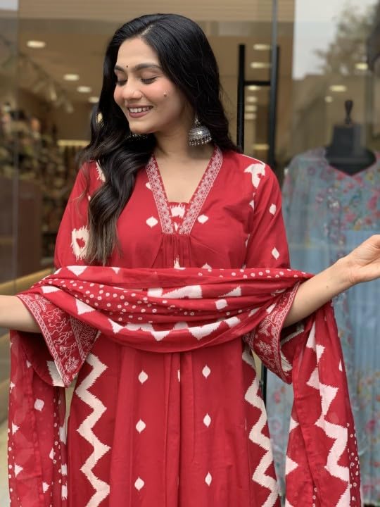 Image of KLOSIA Viscose Women Printed A-Line Kurta Pant with Dupatta