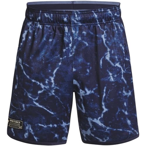 Under Armour Men's Project Rock Mesh Printed Shorts, Blue, XX