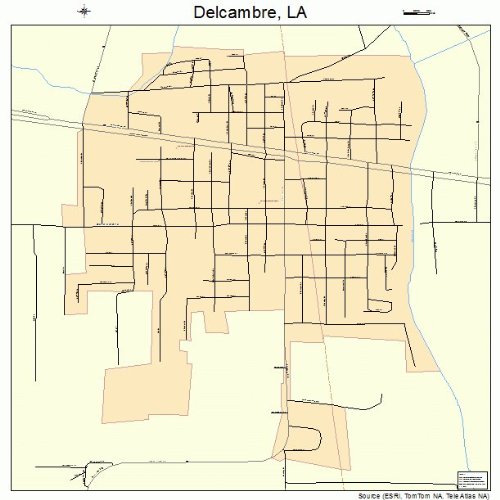 Large Street & Road Map of Delcambre, Louisiana LA Printed poster
