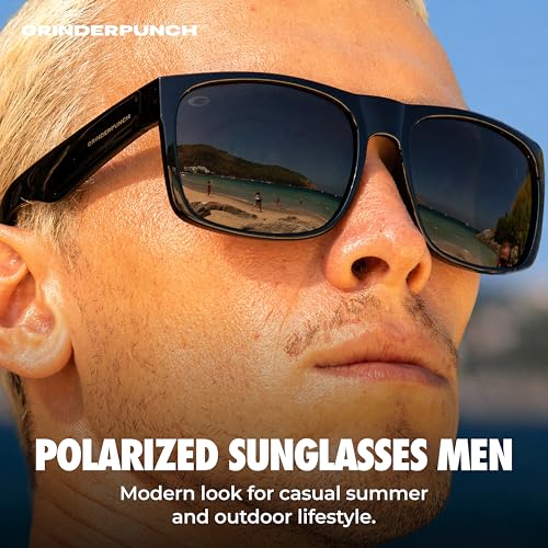 Image of grinderPUNCH Polarized Square Sunglasses for Men UV400 Protection Driving Fishing Sunglasses Mens Shades Mirrored Sunglasses
