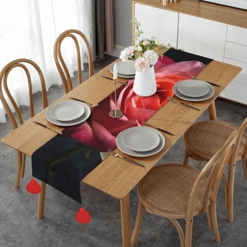Chemin de table rose décoration Noël rustique avec franges automne 152,4 cm - 8