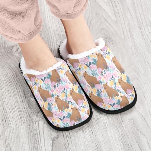 Flower Purple Capibara Slippers For Women Men Soft Memory Foam Non-Slip Animal Winter Indoor House Shoes Travel Slipper4