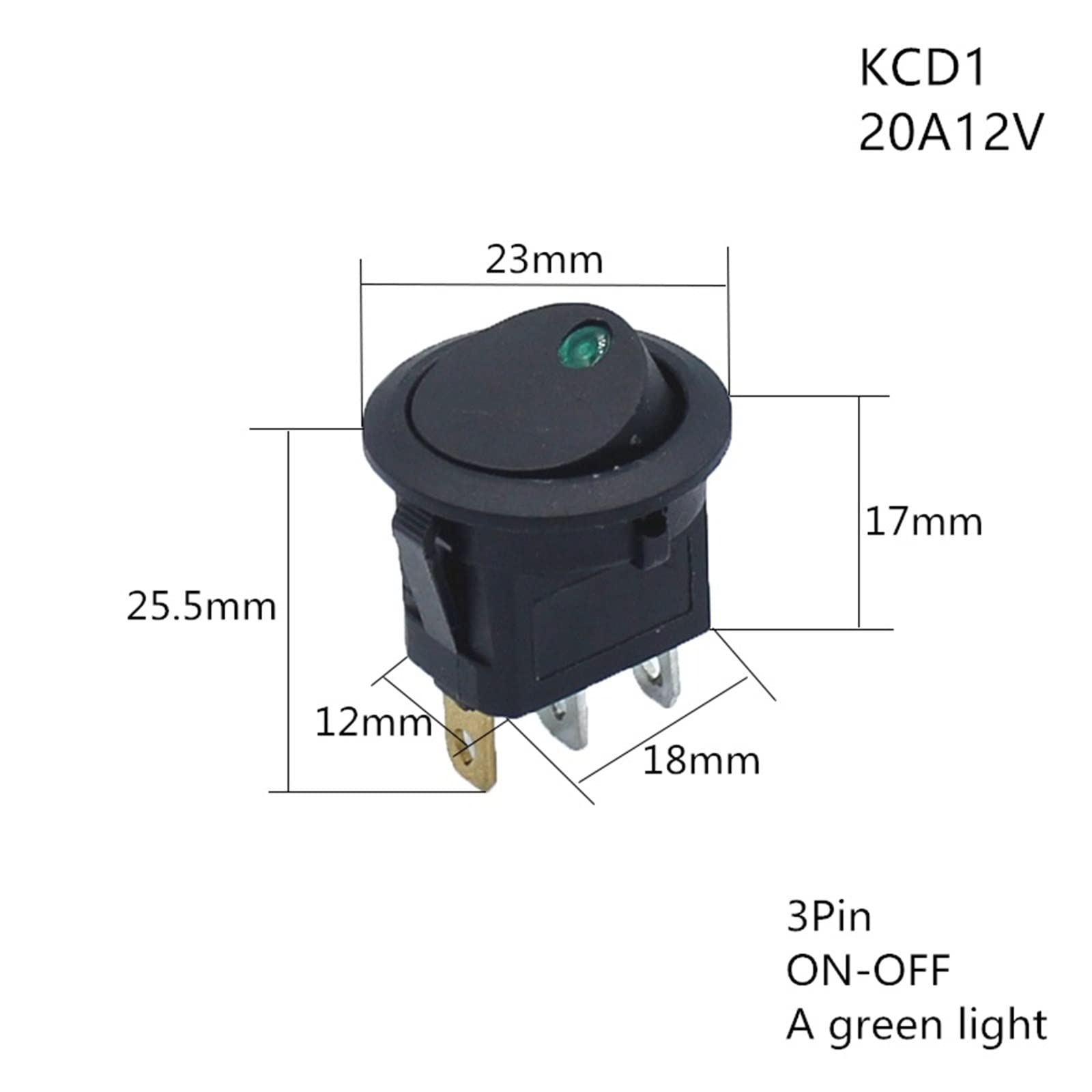 100 sztuk Okrągły przełącznik kołyskowy On/Off LED Podświetlany do deski rozdzielczej samochodu łódź Van 12V 24V / 6A 250V / 10A 125V 2/3/4PIN Przełącznik 20MM (Kolor: 2)