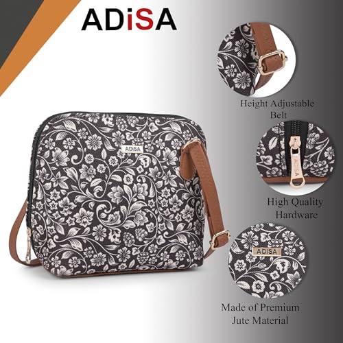 Image of ADISA Women Girls Floral Print Faux Leather Sling Bag Crossbody