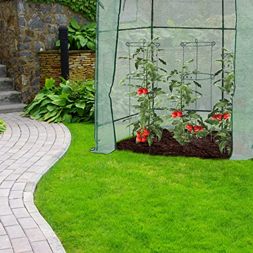 Foto von Relaxdays Tomatengewächshaus, HxBxT: 197 x 197 x 77 cm, Schrägdach, Reißverschluss-Tür, 2 Fenster, Gewächshaus, PE, grün