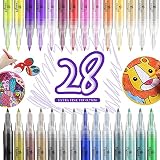 Acrylstifte für Steine Wasserfest 28 Farben Permanent Marker Stifte Porzellanstifte Spülmaschinenfest Stifte für Holz 0.7mm Steine bemalen Set für Kinder, Papier, Glas, DIY, Leinwand, Metall…