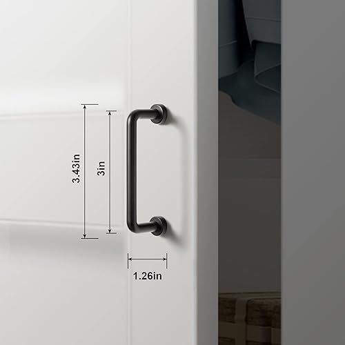 Miniatura 2 de Goo-Ki Paquete de 6 tiradores modernos de gabinete negro mate de 3 pulgadas de centro a centro