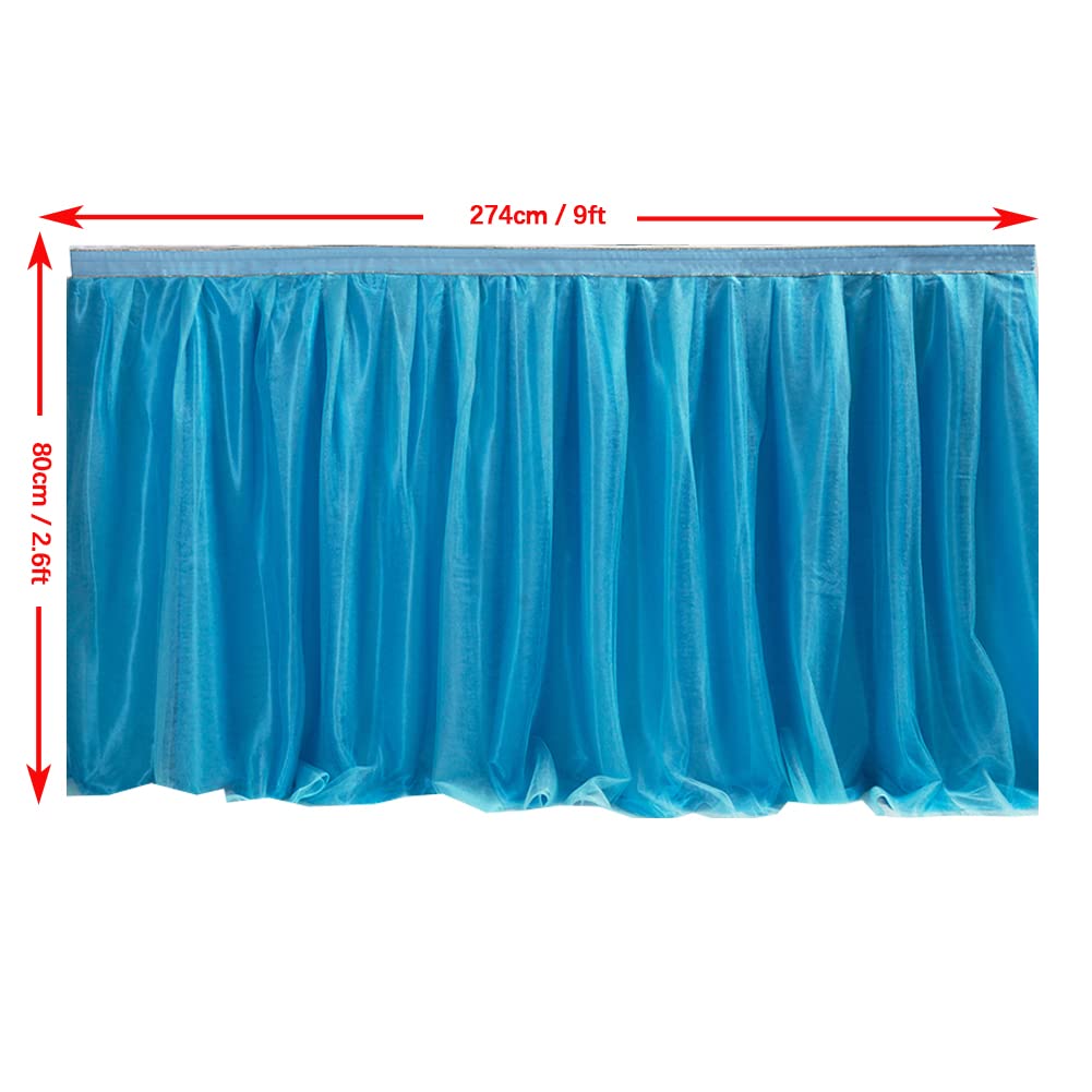 9ft / 274cm Blau Tischrock, romantische Tüll Schreibtisch Gaze, Tischdekoration, Schneeflocke Wonderland Tutu Tischdecke, für Babyparty,Hochzeit,Geburtstag,Party,Bar,Valentinstag Weihnachten