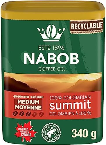 Nabob Medium Roast 100% Colombian Summit Ground Coffee, 340g Canister