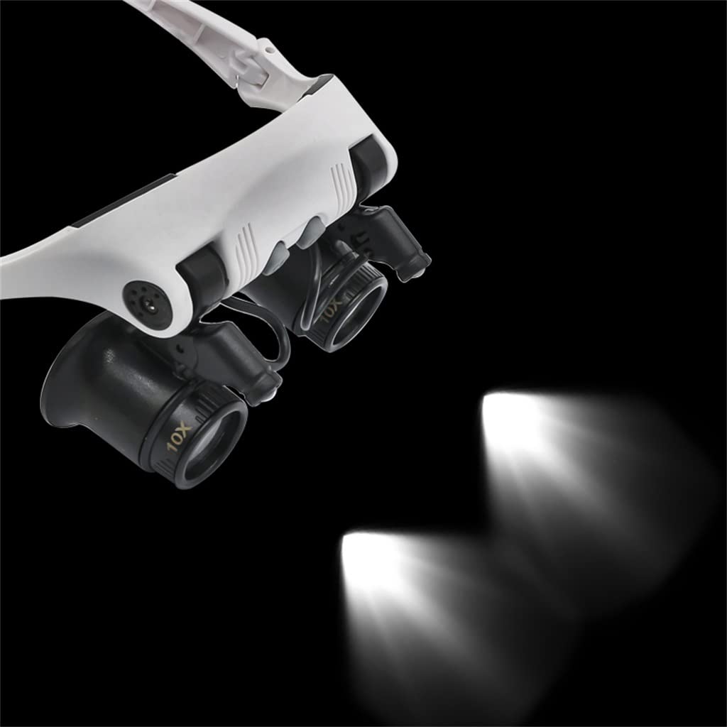 Lupa de Casco con iluminación 4 Ampliación Gafas binoculares Manos Libres for reparación y joyería