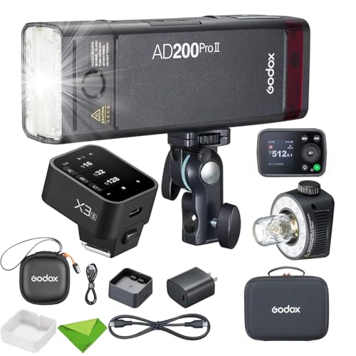 GODOX AD200 Pro II AD200ProII with X3Pro S Trigger 200Ws 2.4G TTL Flash Strobe, 500 Full Power Flashes, Recycle Time Approx.0.01~1.8s Pocket Strobe Flash for Canon, Sony, Nikon, etc(AD200Pro Upgraded)