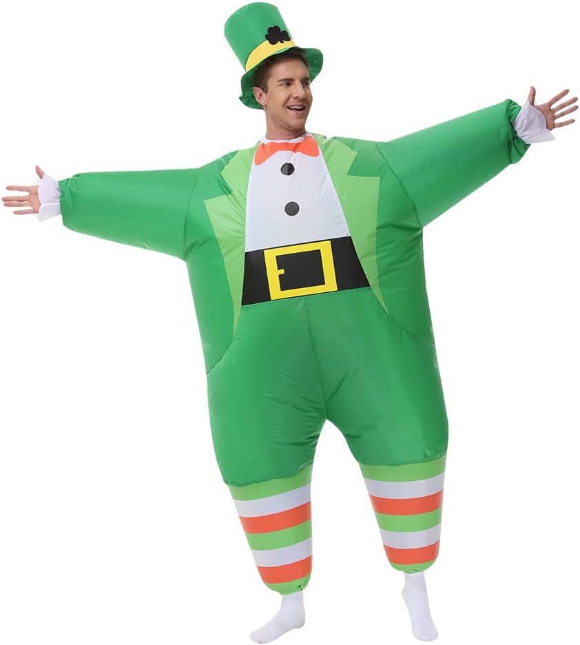 Inflatable Leprechaun Costume for Adults St. Patrick Day Costume Leprechaun Blow up Suit Inflatable Costume