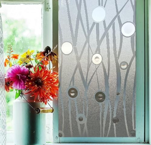 Image of SUNBIRD Window Film Privacy Colorful Window Sticker, Decorative Window Vinyl, Adhesive Home UV Blocking, Heat Insulation Static Cling for Bathroom Office (24 X 120 INCHES, Vine BEL Frosted)