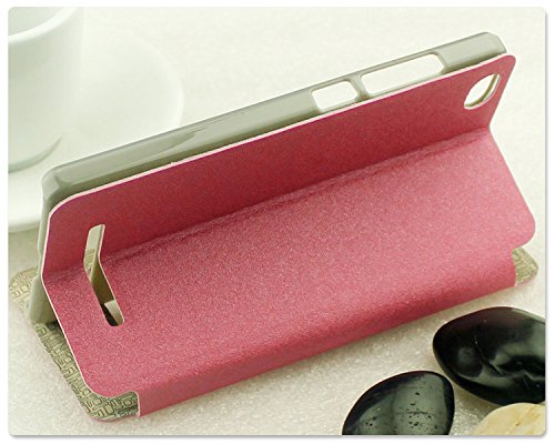 Image of Heartly GoldSand Sparkle Luxury PU Leather Window Flip Stand Back Case Cover for Xiaomi Miui Mi 4i Dual Sim - Cute Pink
