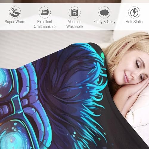 Manta de forro polar para sofá de 100x130 cm con diseño de mono 6