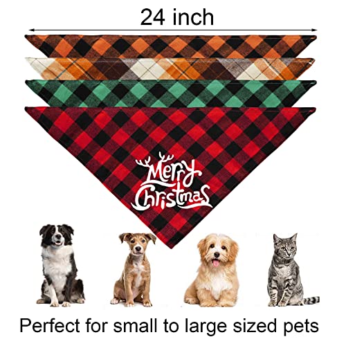 Jotfa 4 Pack Halloween Thanksgiving Day Christmas Dog Bandanas, Holiday Plaid Dog Puppy Bandana Scarf Costume For Small Medium Large Dogs Pets #TOP1