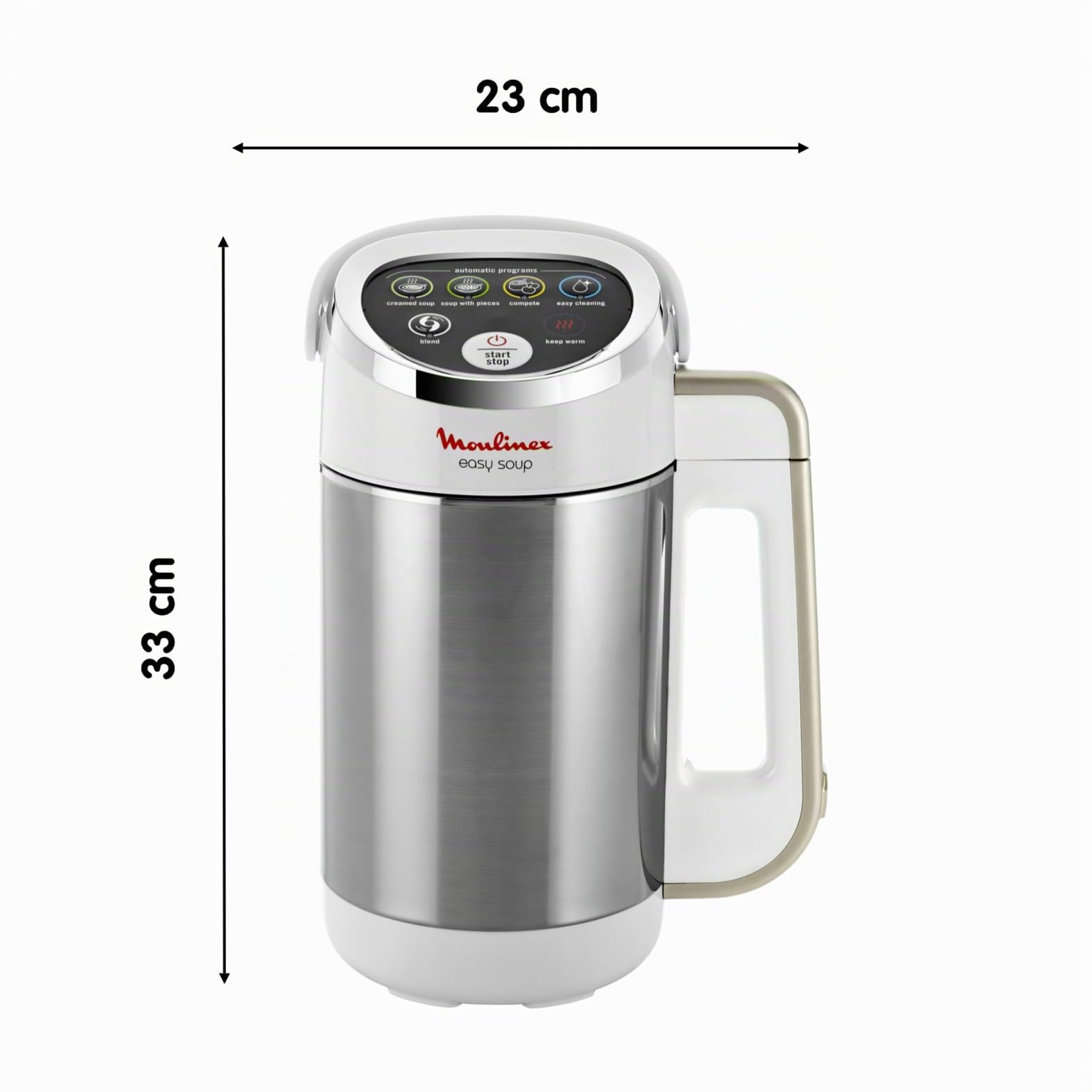 Moulinex LM841110 Easy Soup, Soup Maker con Acciaio Inossidabile, Facile Da Usare per Preparare Zuppe e Frullati, Capacità 1.2 Litri, 4 Programmi di Cottura e Sistema di Mantenimento al Caldo