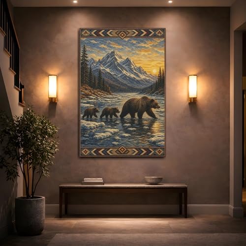 Tableau ours forêt impression sur toile grand format 80x120 cm - 2