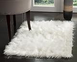 HUAHOO White Faux Sheepskin Area Rug Chair Cover Seat Pad Plain Shaggy Area Rugs for Bedroom Sofa Fl