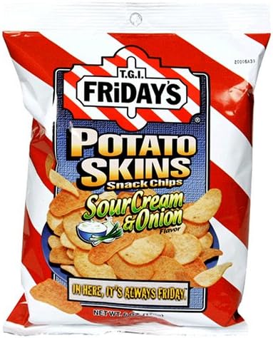 TGI Friday's Potato Skins Snack Chips, Sour Cream & Onion, 6-Ounce Bags (Pack of 9)