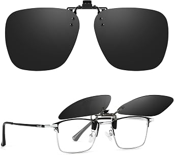 TJUTR Polarized Clip-On Sunglasses Over Prescription Glasses UV Protection | Anti-Glare Lens, Lightweight Sun Clip, Unisex Design, Driving, Outdoor, Travel Use