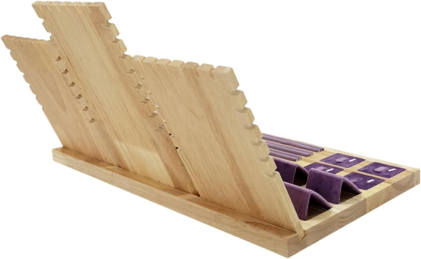 Wooden Jewelry Display Stand Set Jewelry Combination Storage Rack for Necklace Pendant Bracelet Ring Earring, Jewelry Vendors Organizer, Exhibition (Taro purple)