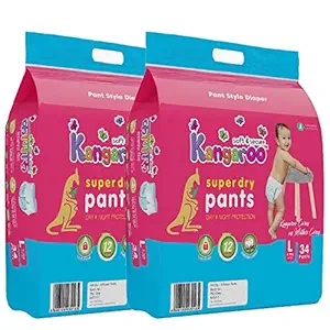 KangaROOS Super Dry Diaper Pants (Large, 34 Pants) - Pack of 2