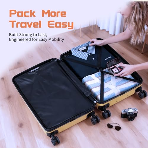 Image of Rosamo Luggage Sets 3 Piece, ABS Suitcase Set (20 /24 /28), Hardside luggage with Spinner Wheels, Travel Luggage, 14x8x9 Airline Approved Carry on, Lightweight Luggage with High-Security Lock