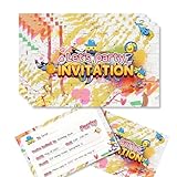 Graffiti-Themed Party Invitation Cards – Set of 20 Premium Yellow Invitations for Boys, Girls, Adults & Kids, Perfect for Creative or Birthday Celebrations