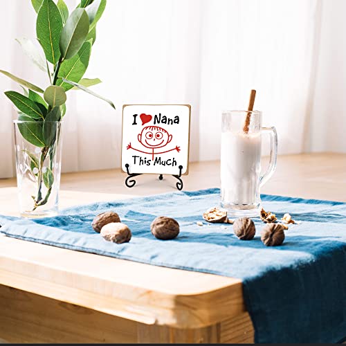 Nana Gifts, I Love Nana This Much Gifts, Home Office Desk Decor Wood Plaque With Stand, Thinking Of You Gifts For Grandma -A30 #TOP3
