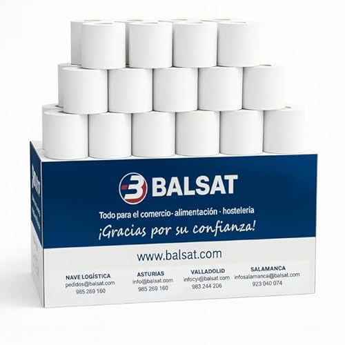 BALSAT 5 Rollos Papel Térmico 80x80 TPV | Rollo Ticket 80x80 Termico | Rollos Térmicos 80x80 | Para Impresoras TPV, Cajas Registradoras, Tickets y Recibos