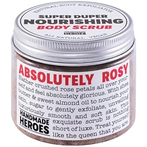 Rose Petal Scrub Foot & Body Exfoliator Infused with Vitamin E and Rose Natural Exfoliating Sugar Body Scrub for Toning Cellulite Skin Care by Handmade Heroes