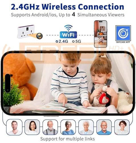 Image of FREDI HD PLUS WiFi 3-Pin Socket Camera 1080P HD | Plug Socket Camera with 32GB Inbuilt Storage | Live View on Mobile & PC via iWFCam App | Plug & Play Indoor Monitoring Device for Home Office Shop